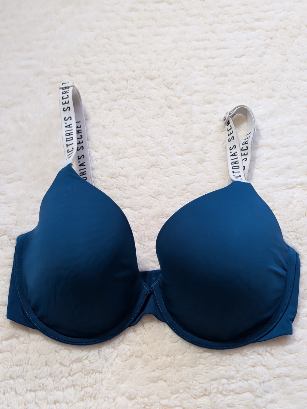 Victoria's Secret Navy Blue Molded T-Shirt Bra with Logo Straps